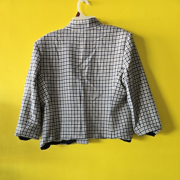 AlbertNipon Angora Wool Jacket fullzip Houndstooth sz 16/L plaid check tan Black - Picture 4 of 6